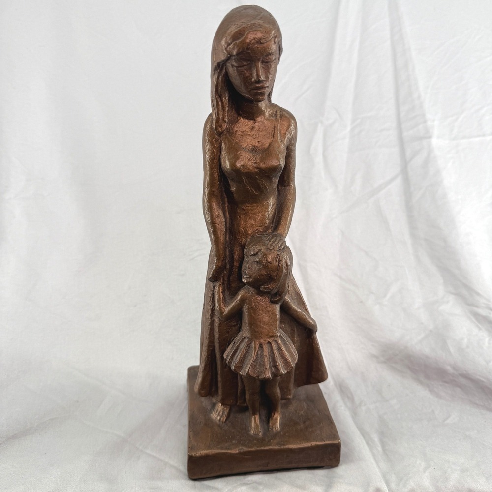 Leonardo Art Works Inc Mother and Daughter Bronze Tone Sculpture Made in Canada